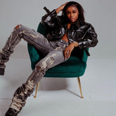 Vaqueros ajustados blancos lavados